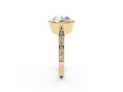 Round Vintage Milgrain Halo Engagement Ring Setting | Side Stones and Pave | Yellow Gold
