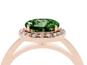 Round Thin Halo Engagement Ring Setting for a Fancy Green Lab-Grown Diamond | Plain Band | Rose Gold