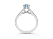 Pear-Shaped Hidden Halo Pave Engagement Ring Setting for a Fancy Blue Lab-Grown Diamond | Claw Prongs | Platinum