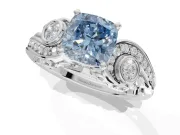 Cushion Cut Swirl Engagement Ring Setting for a Fancy Blue Lab-Grown Diamond | Sterling Silver