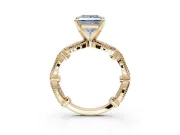 Princess Cut Vintage Engagement Ring Setting for a Fancy Blue Lab-Grown Diamond | Graduated Stations | Yellow Gold
