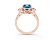 Asscher Cut Three-Stone Engagement Ring Setting for a Fancy Blue Lab-Grown Diamond | Rose Gold