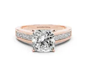 Cushion Cut Channel Set Engagement Ring Setting | Princess Cut Accents | Rose Gold