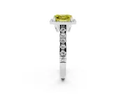 Asscher Cut Accented Halo Engagement Ring Setting for a Fancy Yellow Lab-Grown Diamond | Platinum