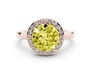 Round Thin Halo Low Profile Engagement Ring Setting for a Fancy Yellow Lab-Grown Diamond | Slim Plain Band | Rose Gold