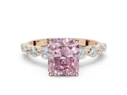 Radiant Cut Graduated Side Stone Engagement Ring Setting for a Fancy Pink Lab-Grown Diamond | Rose Gold