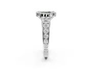 Round Halo Engagement Ring Setting for a Fancy Green Lab-Grown Diamond | Graduated Channel Band | Sterling Silver