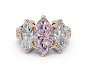 Marquise Three Stone Engagement Ring Setting for a Fancy Pink Lab-Grown Diamond | Beaded Shoulders | Rose Gold