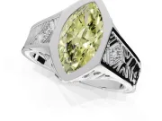 Marquise Vintage Bezel Engagement Ring Setting for a Fancy Yellow Lab-Grown Diamond | Engraved Band | Platinum