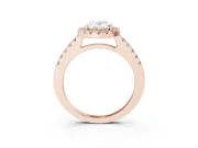 Oval Halo Engagement Ring Setting | Single Row Pavé Band | Rose Gold