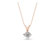 Princess Cut Lab-Grown Diamond Solitaire Pendant Necklace | Split Bail | Rose Gold