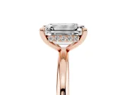 Emerald Cut Diamond Solitaire Ring Set in Rose gold with Thin Band and Prong Setting