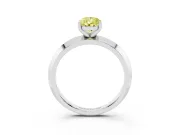 Fancy Yellow Pear Cut Diamond Solitaire Engagement Ring Set in White gold with Flat Band and Prong Setting