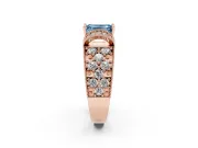 Emerald Cut Vintage Pave Engagement Ring Setting for a Fancy Blue Lab-Grown Diamond | Milgrain Edges | Rose Gold