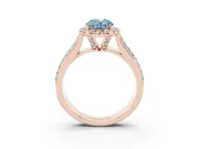 Oval Pavé Engagement Ring Setting for a Fancy Blue Lab-Grown Diamond | Wide Three-Row Band | Rose Gold