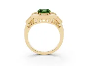 Fancy Green Asscher Cut Diamond Milgrain Halo Ring Set in Yellow gold with Split Shank