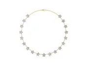 Round Lab-Grown Diamond Floral Cluster Station Necklace | Matching Flowers | Yellow Gold