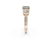 Fancy Black Asscher Cut Lab-Grown Diamond Three-Stone Ring Set in Rose Gold with Channel-Set Band and Prong Setting