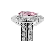Pear-Shaped Large Accent Halo Engagement Ring Setting for a Fancy Pink Lab-Grown Diamond | Sterling Silver