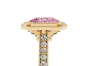Radiant Cut Vintage Milgrain Halo Engagement Ring Setting for a Fancy Pink Lab-Grown Diamond | Bezel Head | Yellow Gold