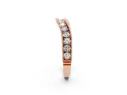 Round Diamond Contour Wedding Band Set in Rose gold with Milgrain Pavé Setting