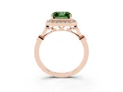 Asscher Cut Halo Engagement Ring Setting for a Fancy Green Lab-Grown Diamond | Bezel Station Shoulders | Rose Gold