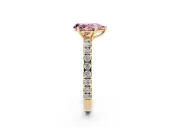 Pear-Shaped Pave Solitaire Engagement Ring Setting for a Fancy Pink Lab-Grown Diamond | Shared Prong Band | Yellow Gold
