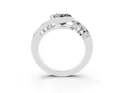 Heart-Shaped Bezel Bypass Engagement Ring Setting for a Black Center | White Gold