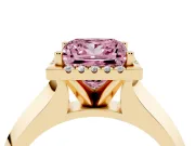 Princess Cut Halo Engagement Ring Setting for a Fancy Pink Lab-Grown Diamond | Yellow Gold