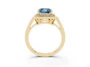 Princess Cut Halo Engagement Ring Setting for a Fancy Blue Lab-Grown Diamond | Polished Halo Rim | Yellow Gold