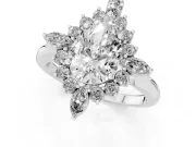 Pear-Shaped Cluster Halo Engagement Ring Setting | Sterling Silver