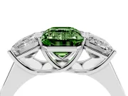 Emerald Cut Engagement Ring Setting for a Fancy Green Lab-Grown Diamond | Sterling Silver - Design NV-24908