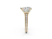Pear-Shaped Vintage Three Stone Engagement Ring Setting | Graduated Pavé | Yellow Gold