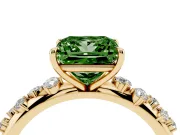 Princess Cut Graduated Solitaire Engagement Ring Setting for a Fancy Green Lab-Grown Diamond | Yellow Gold