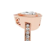 Heart Cut Diamond Round Halo Ring Set in Rose gold with Pavé Band