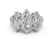 Marquise Three Stone Engagement Ring Setting | Beaded Shoulders | Sterling Silver