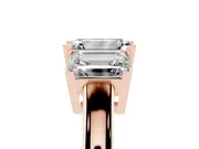 Emerald Cut Three Stone Engagement Ring Setting | Large Side Stones | Rose Gold