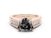 Heart-Shaped Channel-Set Engagement Ring Setting for a Black Center | Wide Band | Rose Gold