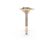 Pear-Shaped Vintage Milgrain Halo Engagement Ring Setting for a Fancy Green Lab-Grown Diamond | Bezel Head | Rose Gold