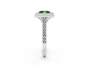 Princess Cut Vintage Milgrain Halo Engagement Ring Setting for a Fancy Green Lab-Grown Diamond | Bezel Head | White Gold