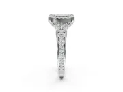 Asscher Cut Halo Engagement Ring Setting for a Fancy Green Lab-Grown Diamond | Graduated Channel Band | Platinum
