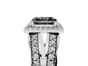 Asscher Cut Halo Engagement Ring Setting for a Black Center | Pavé Split Shank | Sterling Silver