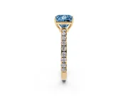 Princess Cut Pave Engagement Ring Setting for a Fancy Blue Lab-Grown Diamond | Shared Prong Band | Yellow Gold