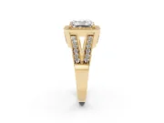 Radiant Cut Vintage Milgrain Halo Engagement Ring Setting | Pave Split Shank | Yellow Gold