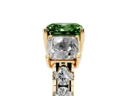 Asscher Cut Three Stone Engagement Ring Setting for a Fancy Green Lab-Grown Diamond | Accented Shoulders | Yellow Gold