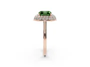 Asscher Cut Pave Halo Engagement Ring Setting for a Fancy Green Lab-Grown Diamond | Slim Plain Band | Rose Gold