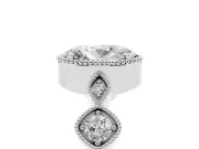 Oval Vintage Milgrain Engagement Ring Setting | Marquise and Square Stations | Sterling Silver