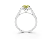 Oval Halo Engagement Ring Setting for a Fancy Yellow Lab-Grown Diamond | Pave Shoulders | White Gold