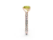 Fancy Yellow Heart Cut Diamond Pavé Solitaire Ring Set in Rose gold with Round Band and Prong Setting