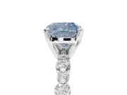 Cushion Cut Pavé Solitaire Engagement Ring Setting for a Fancy Blue Lab-Grown Diamond | Alternating Accents | White Gold